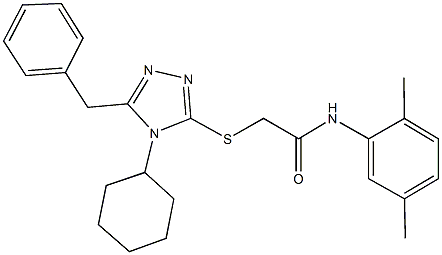 2-[(5-benzyl-4-cyclohexyl-4H-1,2,4-triazol-3-yl)sulfanyl]-N-(2,5-dimethylphenyl)acetamide 结构式