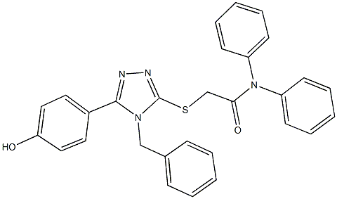 2-{[4-benzyl-5-(4-hydroxyphenyl)-4H-1,2,4-triazol-3-yl]sulfanyl}-N,N-diphenylacetamide 结构式