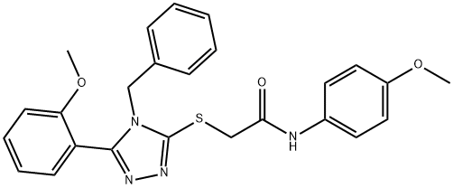 2-{[4-benzyl-5-(2-methoxyphenyl)-4H-1,2,4-triazol-3-yl]sulfanyl}-N-(4-methoxyphenyl)acetamide 结构式