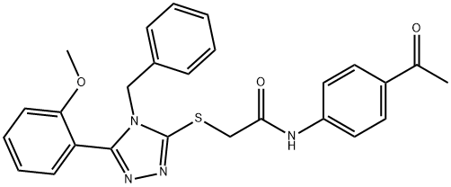 N-(4-acetylphenyl)-2-{[4-benzyl-5-(2-methoxyphenyl)-4H-1,2,4-triazol-3-yl]sulfanyl}acetamide 结构式