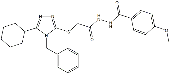 2-[(4-benzyl-5-cyclohexyl-4H-1,2,4-triazol-3-yl)sulfanyl]-N'-(4-methoxybenzoyl)acetohydrazide 结构式