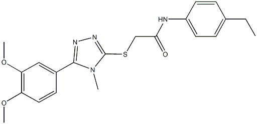 2-{[5-(3,4-dimethoxyphenyl)-4-methyl-4H-1,2,4-triazol-3-yl]sulfanyl}-N-(4-ethylphenyl)acetamide 结构式