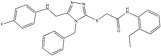 2-({4-benzyl-5-[(4-fluoroanilino)methyl]-4H-1,2,4-triazol-3-yl}sulfanyl)-N-(2-ethylphenyl)acetamide 结构式
