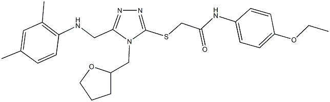 2-{[5-[(2,4-dimethylanilino)methyl]-4-(tetrahydro-2-furanylmethyl)-4H-1,2,4-triazol-3-yl]sulfanyl}-N-(4-ethoxyphenyl)acetamide 结构式