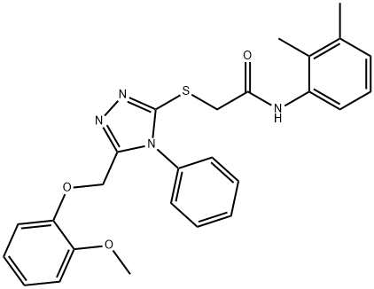 N-(2,3-dimethylphenyl)-2-({5-[(2-methoxyphenoxy)methyl]-4-phenyl-4H-1,2,4-triazol-3-yl}sulfanyl)acetamide 结构式