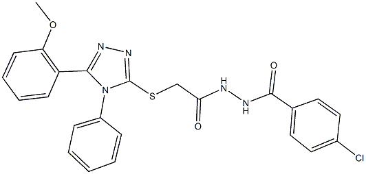 N'-(4-chlorobenzoyl)-2-{[5-(2-methoxyphenyl)-4-phenyl-4H-1,2,4-triazol-3-yl]sulfanyl}acetohydrazide 结构式