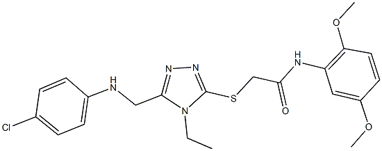 2-({5-[(4-chloroanilino)methyl]-4-ethyl-4H-1,2,4-triazol-3-yl}sulfanyl)-N-(2,5-dimethoxyphenyl)acetamide 结构式