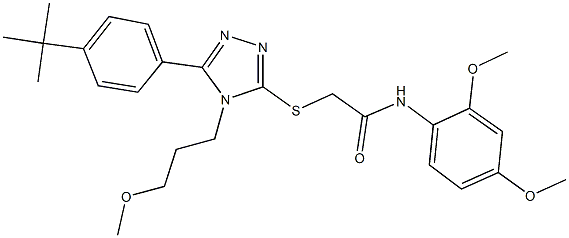 2-{[5-(4-tert-butylphenyl)-4-(3-methoxypropyl)-4H-1,2,4-triazol-3-yl]sulfanyl}-N-(2,4-dimethoxyphenyl)acetamide 结构式