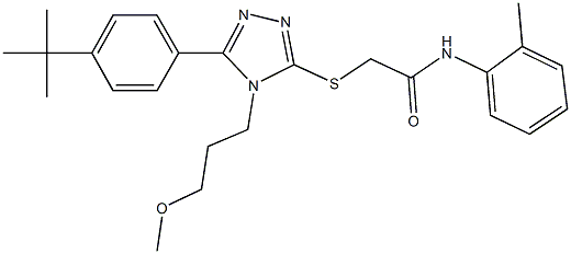 2-{[5-(4-tert-butylphenyl)-4-(3-methoxypropyl)-4H-1,2,4-triazol-3-yl]sulfanyl}-N-(2-methylphenyl)acetamide 结构式