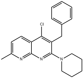 3-benzyl-4-chloro-7-methyl-2-(1-piperidinyl)[1,8]naphthyridine 结构式