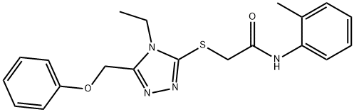 2-{[4-ethyl-5-(phenoxymethyl)-4H-1,2,4-triazol-3-yl]sulfanyl}-N-(2-methylphenyl)acetamide 结构式