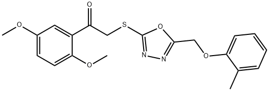 1-(2,5-dimethoxyphenyl)-2-({5-[(2-methylphenoxy)methyl]-1,3,4-oxadiazol-2-yl}sulfanyl)ethanone 结构式