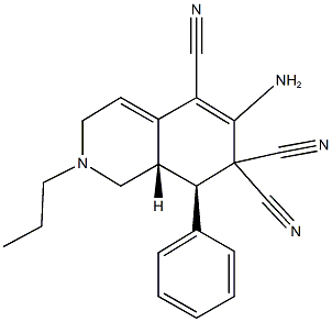 6-amino-8-phenyl-2-propyl-2,3,8,8a-tetrahydro-5,7,7(1H)-isoquinolinetricarbonitrile 结构式