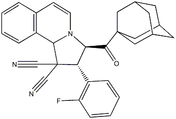 3-(1-adamantylcarbonyl)-2-(2-fluorophenyl)-2,3-dihydropyrrolo[2,1-a]isoquinoline-1,1(10bH)-dicarbonitrile 结构式