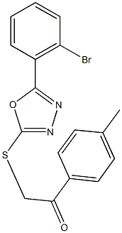 2-{[5-(2-bromophenyl)-1,3,4-oxadiazol-2-yl]thio}-1-(4-methylphenyl)ethanone 结构式