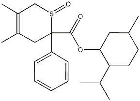 2-isopropyl-5-methylcyclohexyl 4,5-dimethyl-2-phenyl-3,6-dihydro-2H-thiopyran-2-carboxylate 1-oxide 结构式