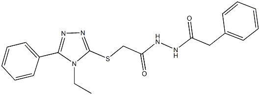 2-[(4-ethyl-5-phenyl-4H-1,2,4-triazol-3-yl)sulfanyl]-N'-(phenylacetyl)acetohydrazide 结构式