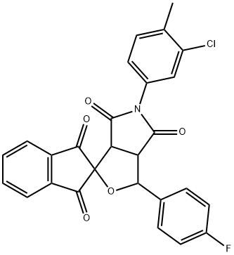 5-(3-chloro-4-methylphenyl)-1-(4-fluorophenyl)-3a,6a-dihydrosprio[1H-furo[3,4-c]pyrrole-3,2'-(1'H)-indene]-1',3',4,6(2'H,3H,5H)-tetrone 结构式