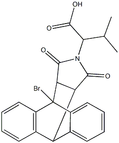 2-(1-bromo-16,18-dioxo-17-azapentacyclo[6.6.5.0~2,7~.0~9,14~.0~15,19~]nonadeca-2,4,6,9,11,13-hexaen-17-yl)-3-methylbutanoic acid 结构式