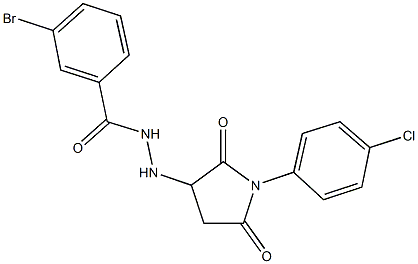 3-bromo-N'-[1-(4-chlorophenyl)-2,5-dioxopyrrolidin-3-yl]benzohydrazide 结构式