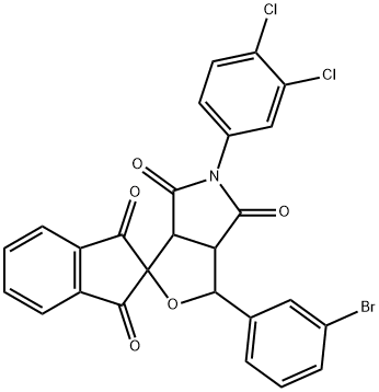 5-(3,4-dichlorophenyl)-3-(3-bromophenyl)-4,6-dioxohexahydrospiro(1H-furo[3,4-c]pyrrole-1,2'-[1,3]-dioxoindane) 结构式