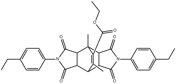 ethyl 4,10-bis(4-ethylphenyl)-1,14-dimethyl-3,5,9,11-tetraoxo-4,10-diazatetracyclo[5.5.2.0~2,6~.0~8,12~]tetradec-13-ene-13-carboxylate 结构式