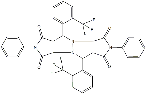 2,7-diphenyl-5,10-bis[2-(trifluoromethyl)phenyl]tetrahydropyrrolo[3,4-c]pyrrolo[3',4':4,5]pyrazolo[1,2-a]pyrazole-1,3,6,8(2H,3aH,5H,7H)-tetrone 结构式