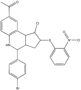 1-[4-(4-bromophenyl)-1-chloro-2-({2-nitrophenyl}sulfanyl)-2,3,3a,4,5,9b-hexahydro-1H-cyclopenta[c]quinolin-8-yl]ethanone 结构式