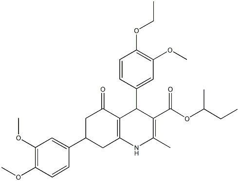 sec-butyl 7-(3,4-dimethoxyphenyl)-4-(4-ethoxy-3-methoxyphenyl)-2-methyl-5-oxo-1,4,5,6,7,8-hexahydro-3-quinolinecarboxylate 结构式