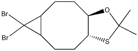 6,6-dibromo-2,2-dimethyloctahydro-3aH-cyclopropa[5,6]cycloocta[1,2-d][1,3]oxathiole 结构式