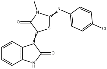 3-{2-[(4-chlorophenyl)imino]-3-methyl-4-oxo-1,3-thiazolidin-5-ylidene}-1,3-dihydro-2H-indol-2-one 结构式