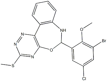 6-(3-bromo-5-chloro-2-methoxyphenyl)-3-(methylsulfanyl)-6,7-dihydro[1,2,4]triazino[5,6-d][3,1]benzoxazepine 结构式