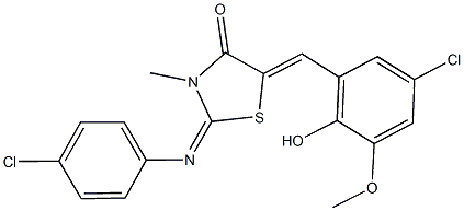 5-(5-chloro-2-hydroxy-3-methoxybenzylidene)-2-[(4-chlorophenyl)imino]-3-methyl-1,3-thiazolidin-4-one 结构式