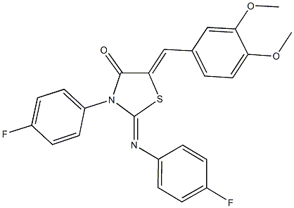 5-(3,4-dimethoxybenzylidene)-3-(4-fluorophenyl)-2-[(4-fluorophenyl)imino]-1,3-thiazolidin-4-one 结构式