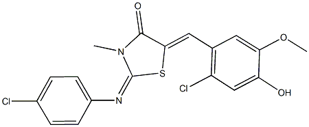 5-(2-chloro-4-hydroxy-5-methoxybenzylidene)-2-[(4-chlorophenyl)imino]-3-methyl-1,3-thiazolidin-4-one 结构式