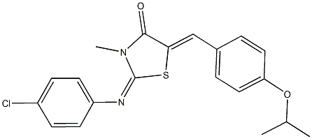 2-[(4-chlorophenyl)imino]-5-(4-isopropoxybenzylidene)-3-methyl-1,3-thiazolidin-4-one 结构式