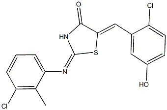 5-(2-chloro-5-hydroxybenzylidene)-2-[(3-chloro-2-methylphenyl)imino]-1,3-thiazolidin-4-one 结构式