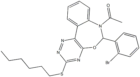 7-acetyl-6-(2-bromophenyl)-3-(hexylsulfanyl)-6,7-dihydro[1,2,4]triazino[5,6-d][3,1]benzoxazepine 结构式