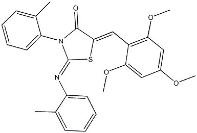 3-(2-methylphenyl)-2-[(2-methylphenyl)imino]-5-(2,4,6-trimethoxybenzylidene)-1,3-thiazolidin-4-one 结构式
