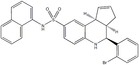 4-(2-bromophenyl)-N-(1-naphthyl)-3a,4,5,9b-tetrahydro-3H-cyclopenta[c]quinoline-8-sulfonamide 结构式