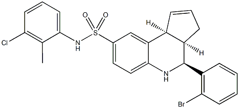 4-(2-bromophenyl)-N-(3-chloro-2-methylphenyl)-3a,4,5,9b-tetrahydro-3H-cyclopenta[c]quinoline-8-sulfonamide 结构式