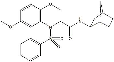 N-bicyclo[2.2.1]hept-2-yl-2-[2,5-dimethoxy(phenylsulfonyl)anilino]acetamide 结构式