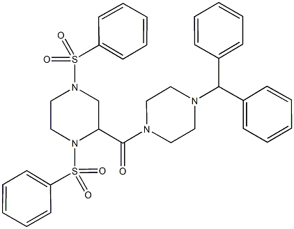 2-[(4-benzhydryl-1-piperazinyl)carbonyl]-1,4-bis(phenylsulfonyl)piperazine 结构式