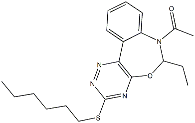 7-acetyl-6-ethyl-3-(hexylsulfanyl)-6,7-dihydro[1,2,4]triazino[5,6-d][3,1]benzoxazepine 结构式