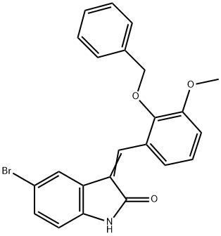 3-[2-(benzyloxy)-3-methoxybenzylidene]-5-bromo-1,3-dihydro-2H-indol-2-one 结构式