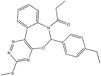 6-(4-ethylphenyl)-7-propionyl-6,7-dihydro[1,2,4]triazino[5,6-d][3,1]benzoxazepin-3-yl methyl sulfide 结构式