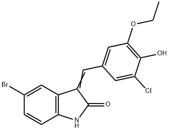 5-bromo-3-(3-chloro-5-ethoxy-4-hydroxybenzylidene)-1,3-dihydro-2H-indol-2-one 结构式