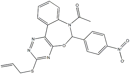 7-acetyl-3-(allylsulfanyl)-6-{4-nitrophenyl}-6,7-dihydro[1,2,4]triazino[5,6-d][3,1]benzoxazepine 结构式