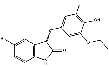 5-bromo-3-(3-ethoxy-4-hydroxy-5-iodobenzylidene)-1,3-dihydro-2H-indol-2-one 结构式