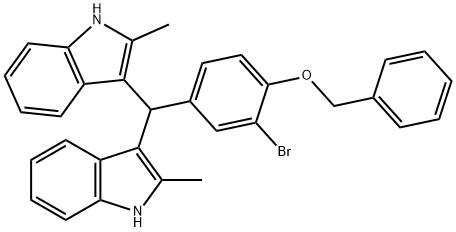 benzyl 4-[bis(2-methyl-1H-indol-3-yl)methyl]-2-bromophenyl ether 结构式